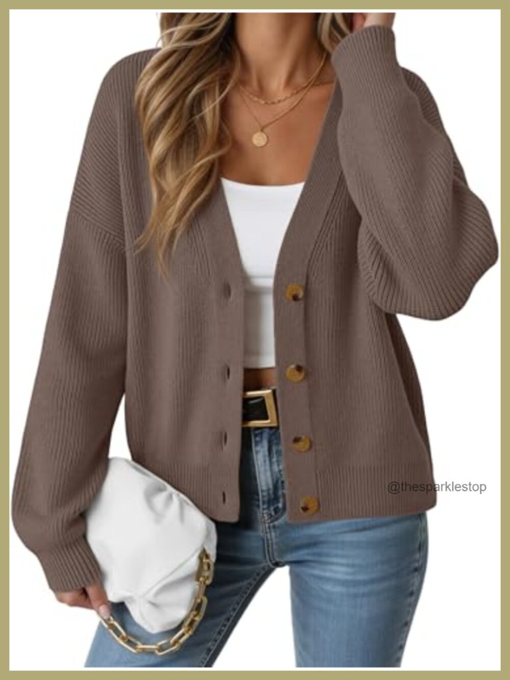 Oversized Button Down Cardigan Sweater Long Sleeve V-Neck Knit Fall Winter